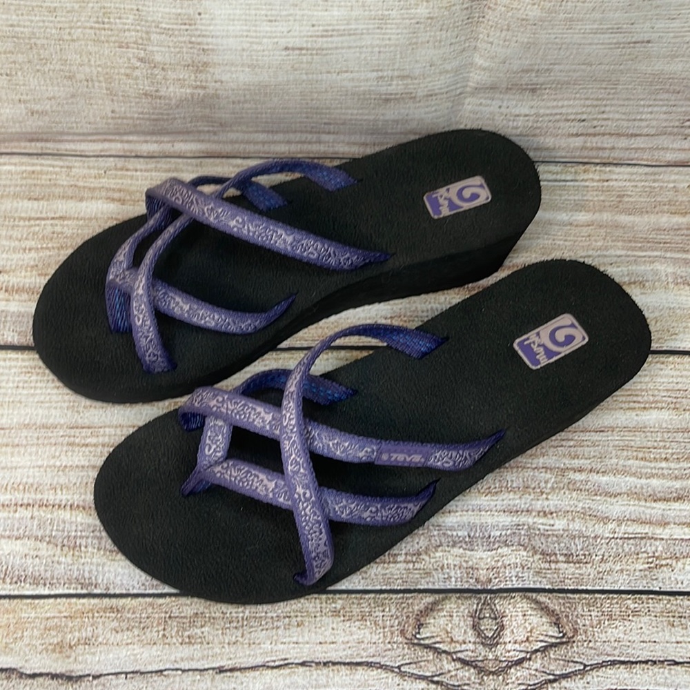Teva Mush Mandalyn Purple Wedge Flip Flops